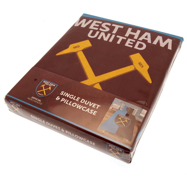 West Ham United FC Colour Split Reversible Duvet Set - Machine Washable, Club Crest Design