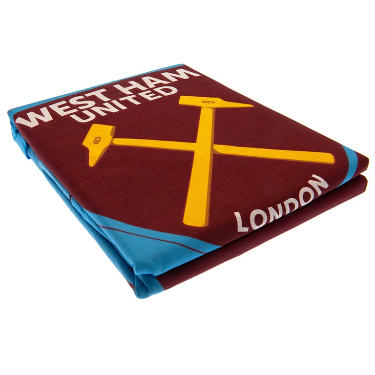 West Ham United FC Colour Split Reversible Duvet Set - Machine Washable, Club Crest Design
