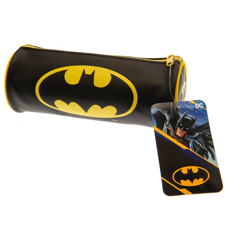 Batman Tubular Black Pencil Case with Large Yellow Logo