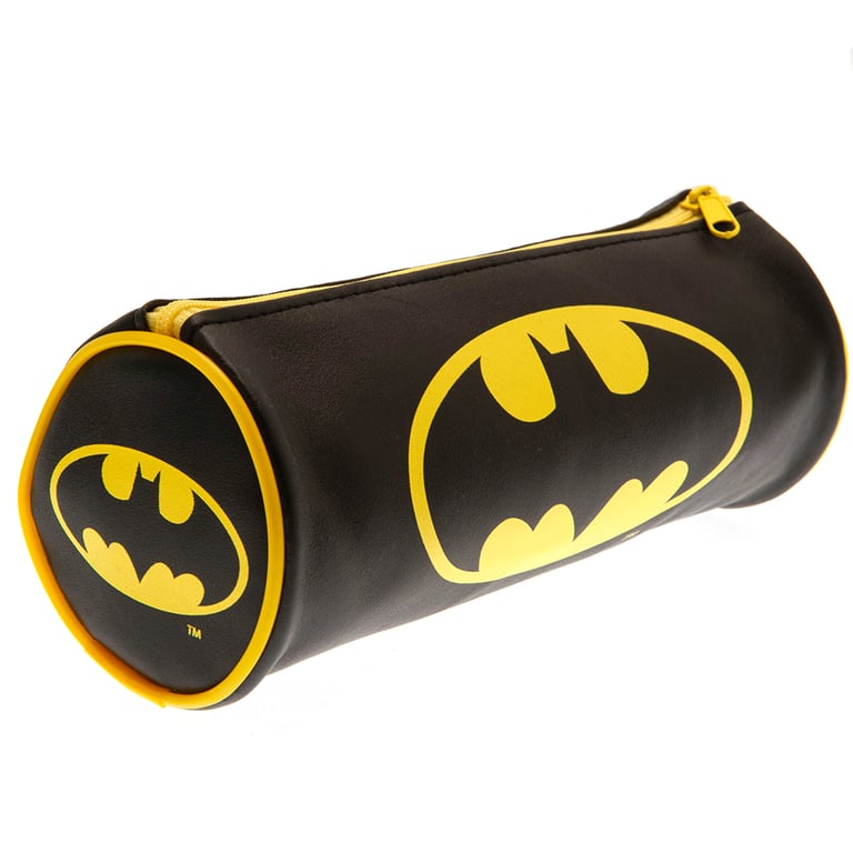 Batman Tubular Black Pencil Case with Large Yellow Logo
