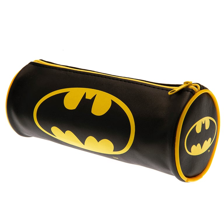 Batman Tubular Black Pencil Case with Large Yellow Logo