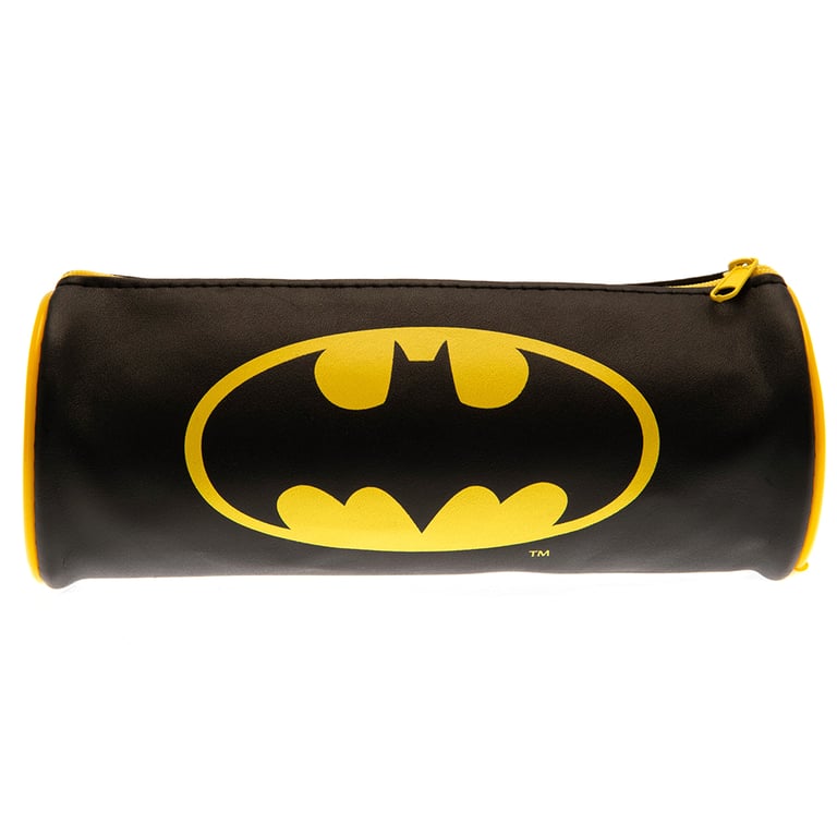 Batman Tubular Black Pencil Case with Large Yellow Logo