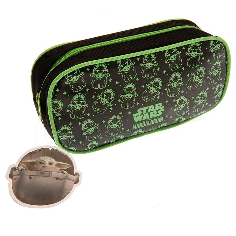 Star Wars The Mandalorian Grogu Pencil Case - Black & Green Zipped Storage Holder