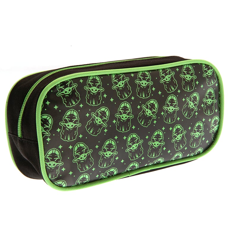 Star Wars The Mandalorian Grogu Pencil Case - Black & Green Zipped Storage Holder