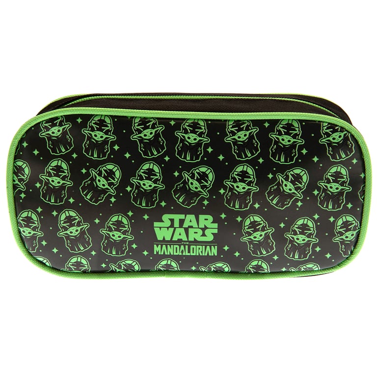 Star Wars The Mandalorian Grogu Pencil Case - Black & Green Zipped Storage Holder