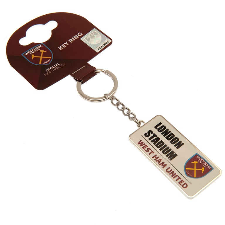 West Ham United FC Metal Street Sign Keyring with Enamel Finish