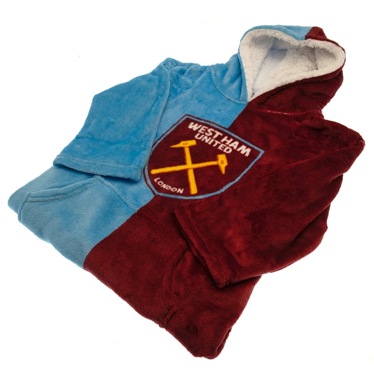 West Ham United FC Kids Hooded Claret and Sky Blue Poncho Blanket