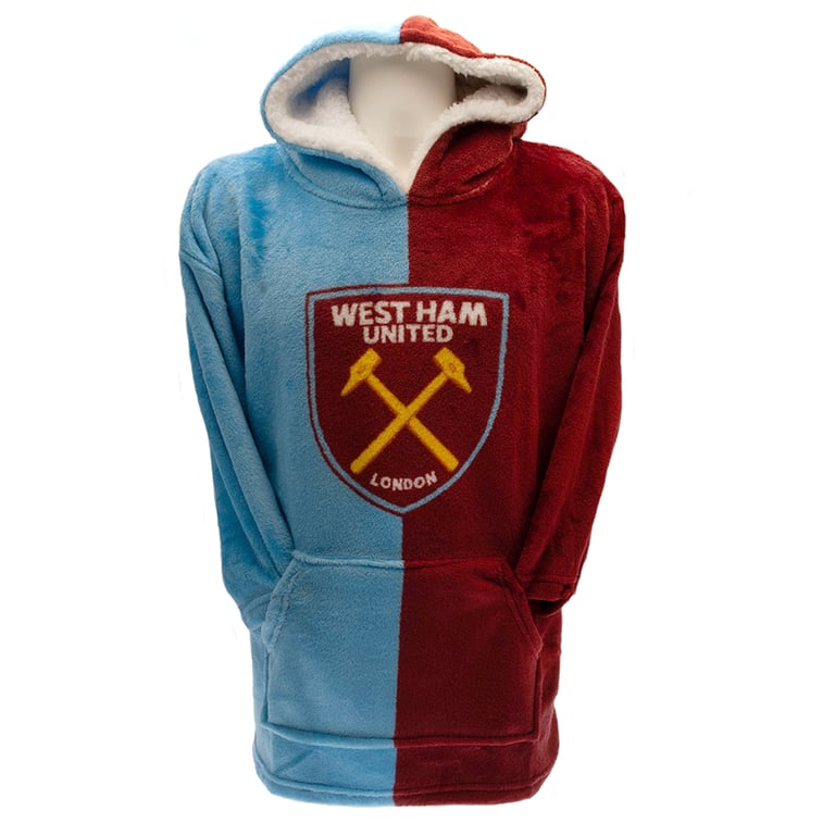West Ham United FC Kids Hooded Claret and Sky Blue Poncho Blanket