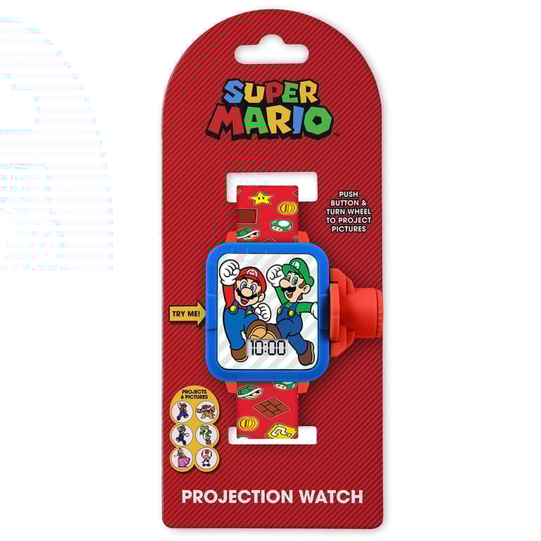 Super Mario Junior Digital Projection Watch with Printed Silicone Strap and 1 Year Guarantee