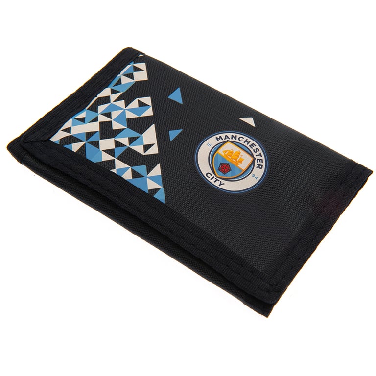 Manchester City FC Particle Wallet - Polyester Club Crest Wallet with 5 Compartments and Zipped Pocket