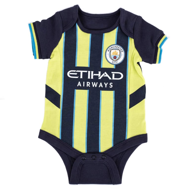 Manchester City FC 2024/25 Season Home and Away Kit Twin Pack Bodysuit for 12-18 Months Cotton