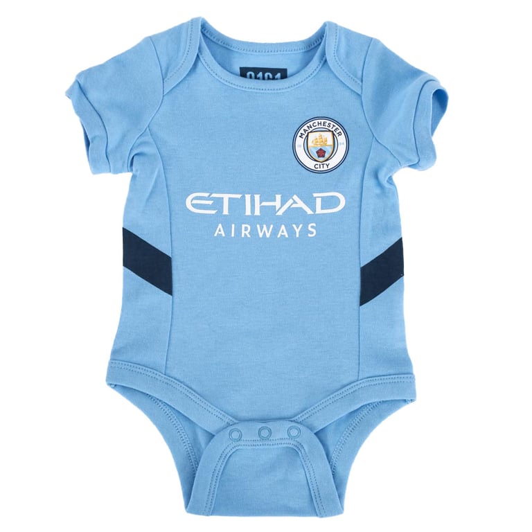 Manchester City FC 2024/25 Season Home and Away Kit Twin Pack Bodysuit for 12-18 Months Cotton
