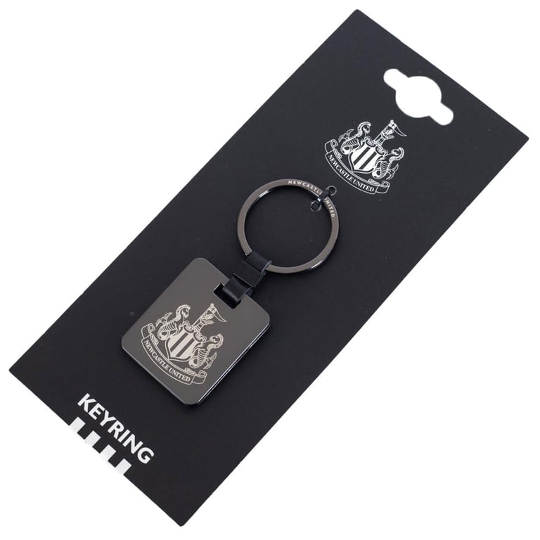 Newcastle United FC Galvanised Keyring with Brushed Gunmetal Finish and NUFC Crest Engraving