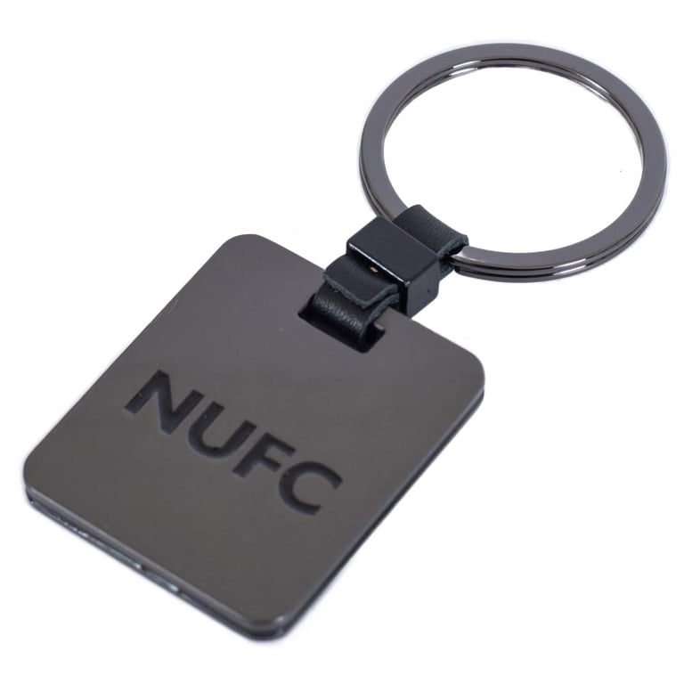 Newcastle United FC Galvanised Keyring with Brushed Gunmetal Finish and NUFC Crest Engraving