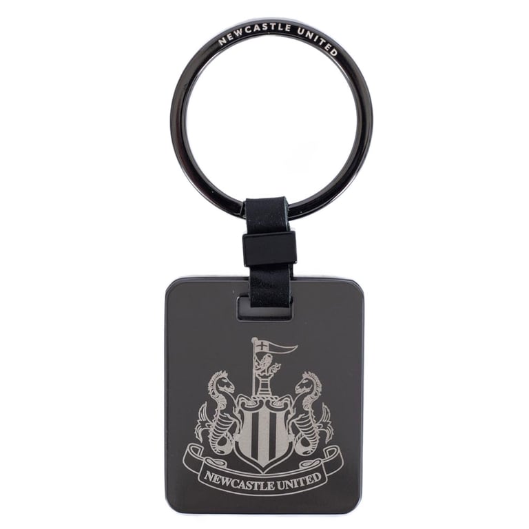 Newcastle United FC Galvanised Keyring with Brushed Gunmetal Finish and NUFC Crest Engraving
