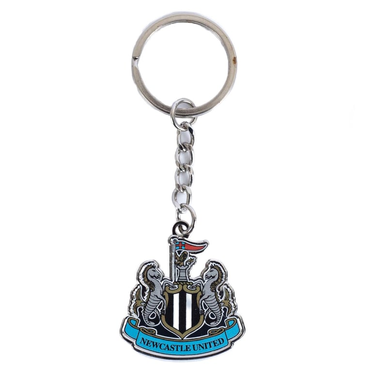 Newcastle United FC Crest Keyring - Metal Die Stamped Keychain with Full Colour Infill