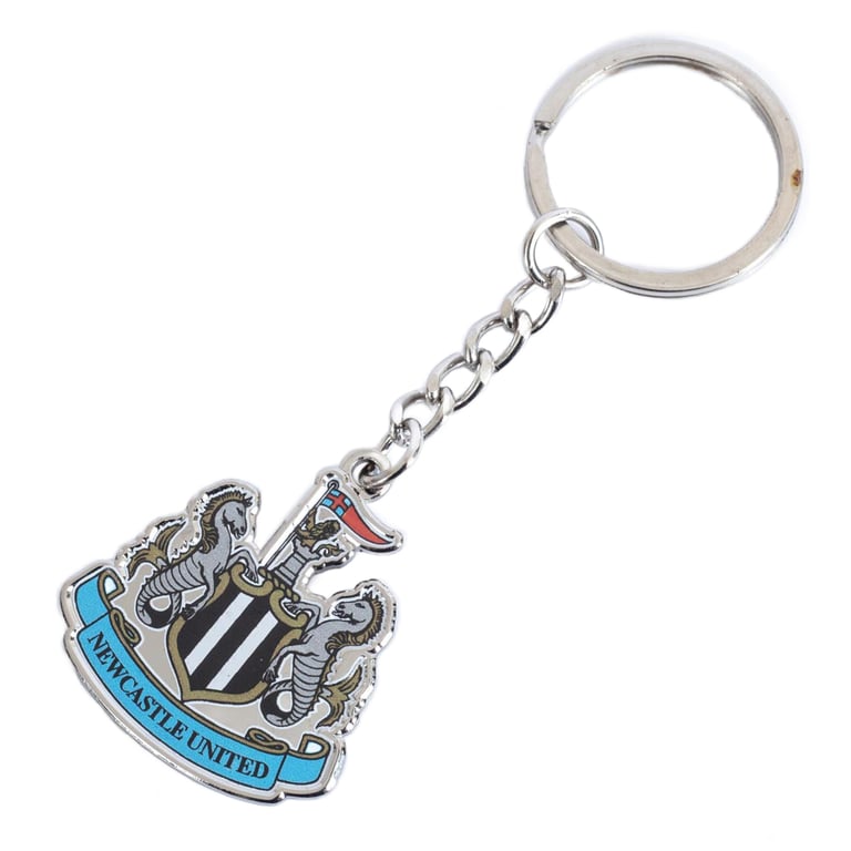 Newcastle United FC Crest Keyring - Metal Die Stamped Keychain with Full Colour Infill