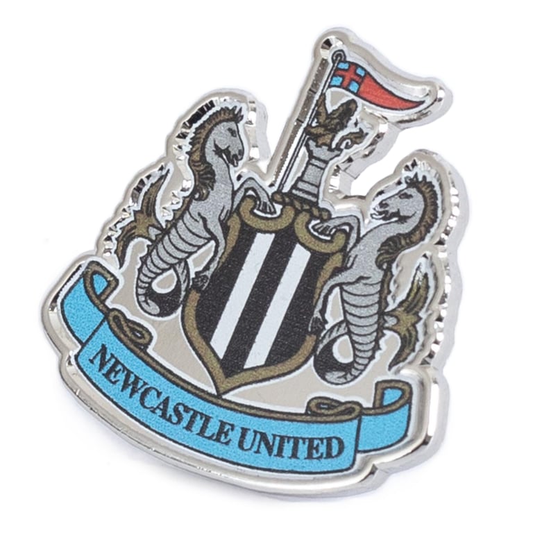 Newcastle United FC Metal Crest Badge - Die Stamped Design with Full Colour Infill and Butterfly Clasp Fixing