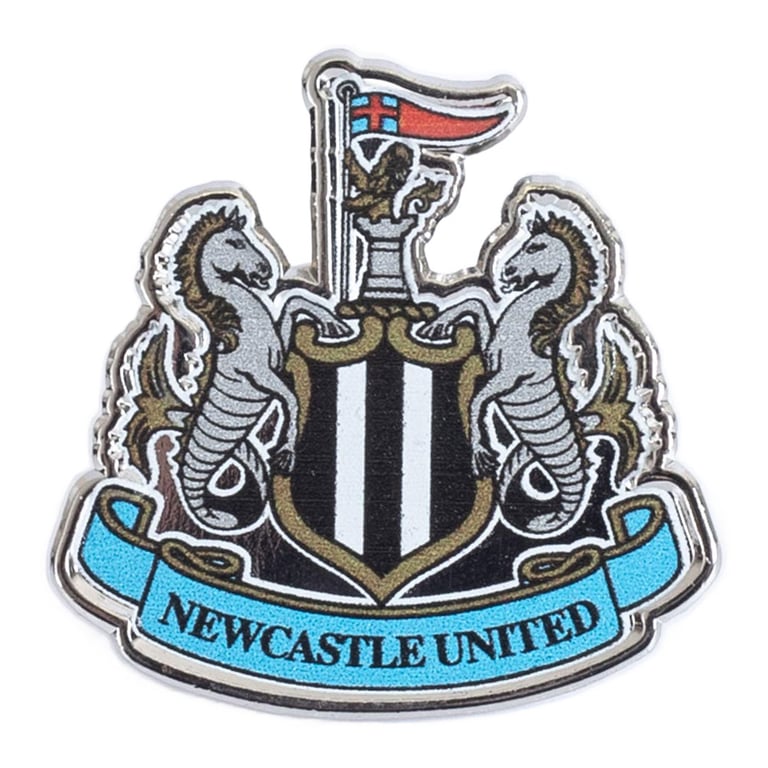 Newcastle United FC Metal Crest Badge - Die Stamped Design with Full Colour Infill and Butterfly Clasp Fixing