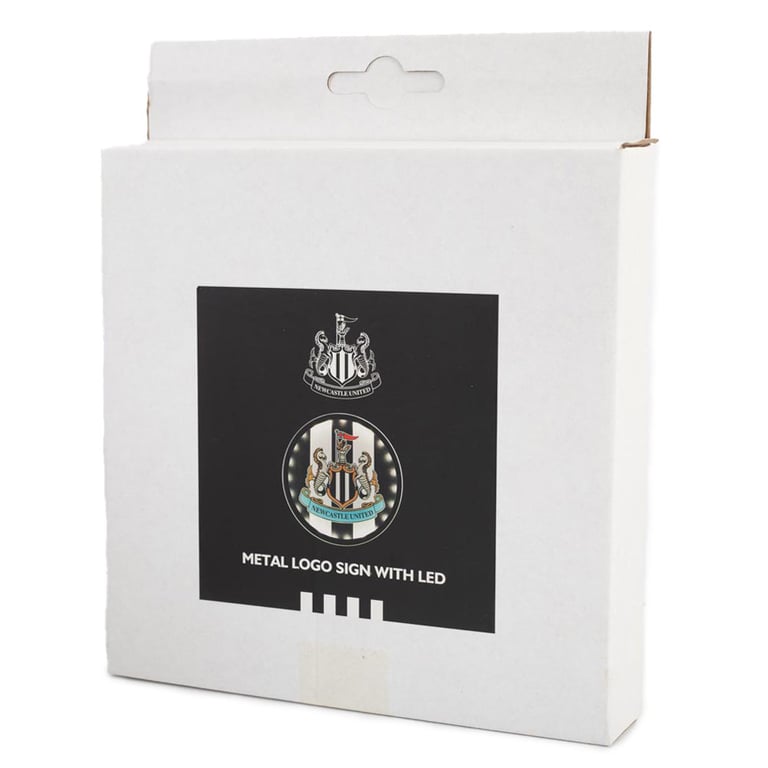 Newcastle United FC Metal LED Logo Sign - White LED Illuminated Crest Decoration