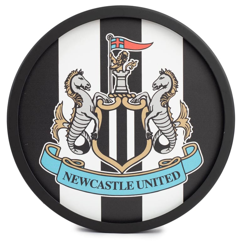Newcastle United FC Metal LED Logo Sign - White LED Illuminated Crest Decoration