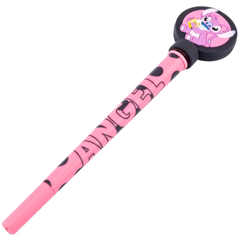 Lilo & Stitch Pink Rollerball Pen with Spinning Angel Topper and Black Polka Dots