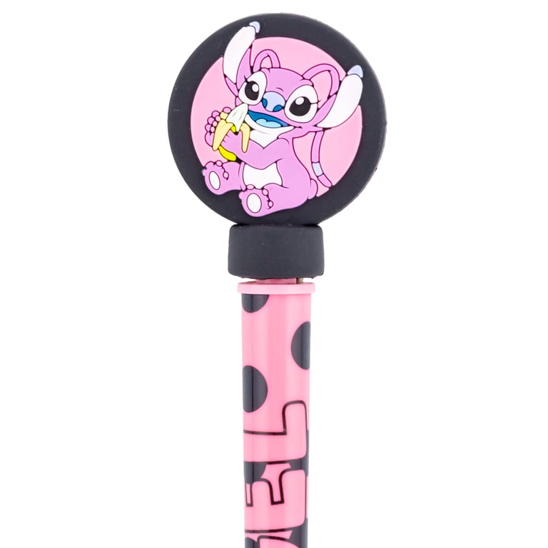 Lilo & Stitch Pink Rollerball Pen with Spinning Angel Topper and Black Polka Dots