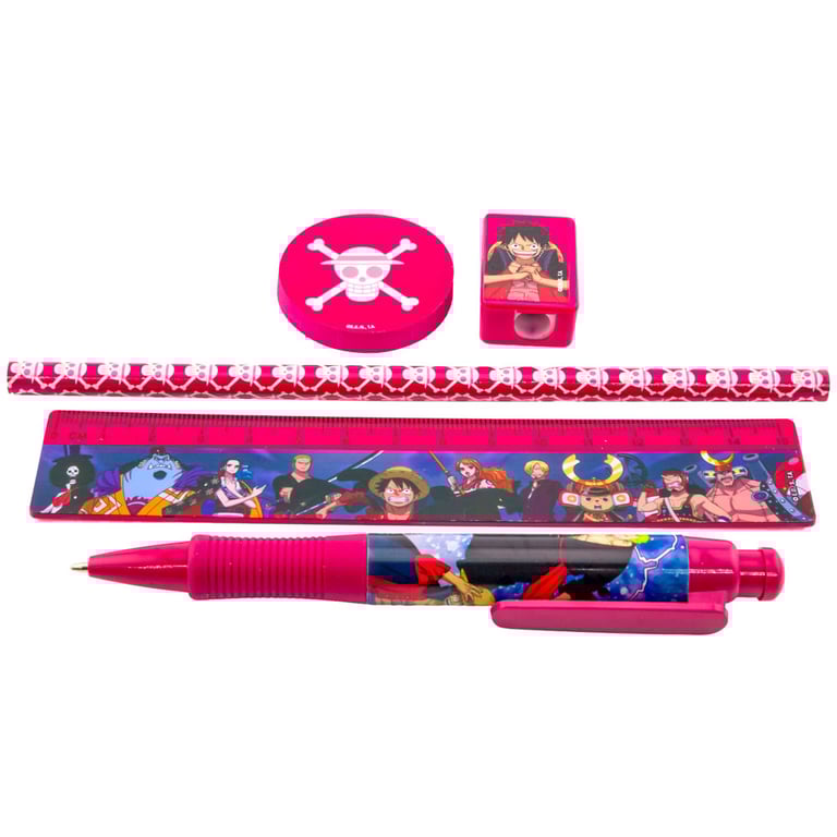One Piece 5pc Stationery Set - Bright Colours & Educational Tools for Kids and Students