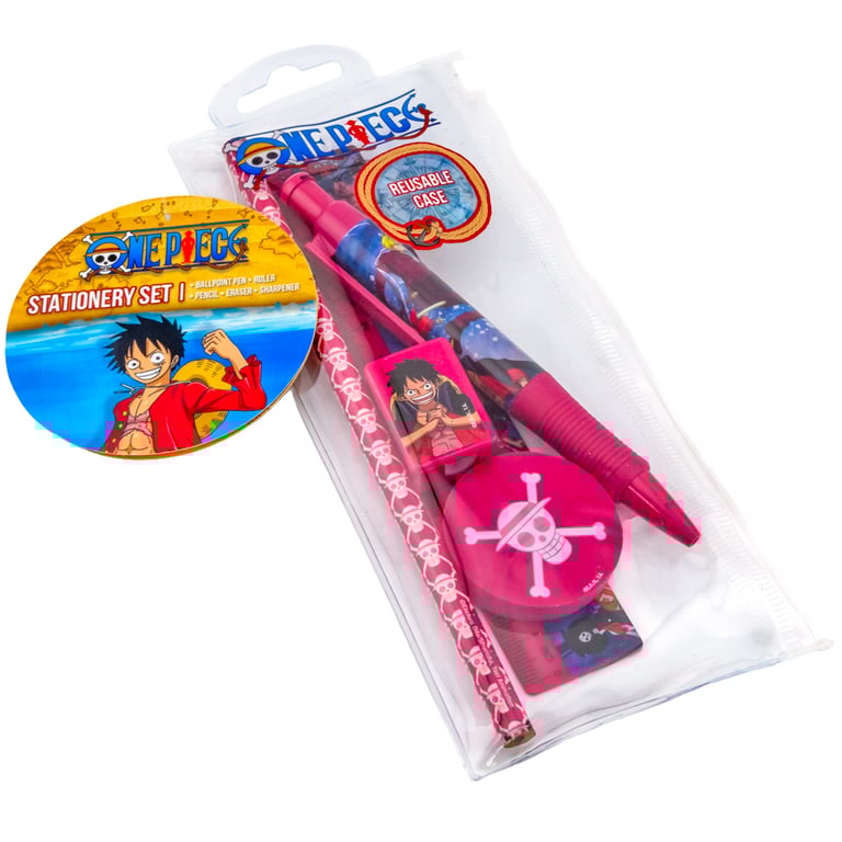 One Piece 5pc Stationery Set - Bright Colours & Educational Tools for Kids and Students
