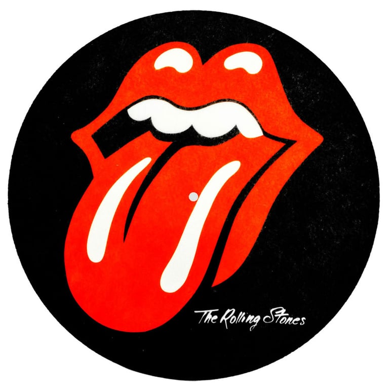 The Rolling Stones Record Slipmat - Black Felt Protection with Hot Lips Logo