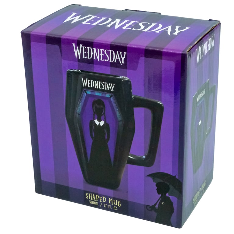 Wednesday 3D Coffin Ceramic Mug - Sharp Edged Design on Black Glazed Finish