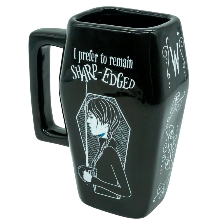 Wednesday 3D Coffin Ceramic Mug - Sharp Edged Design on Black Glazed Finish