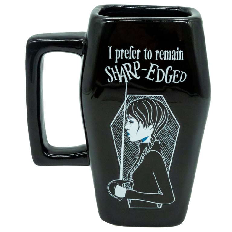 Wednesday 3D Coffin Ceramic Mug - Sharp Edged Design on Black Glazed Finish