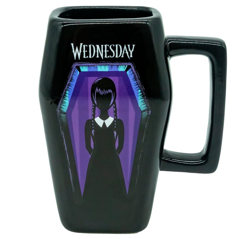 Wednesday 3D Coffin Ceramic Mug - Sharp Edged Design on Black Glazed Finish