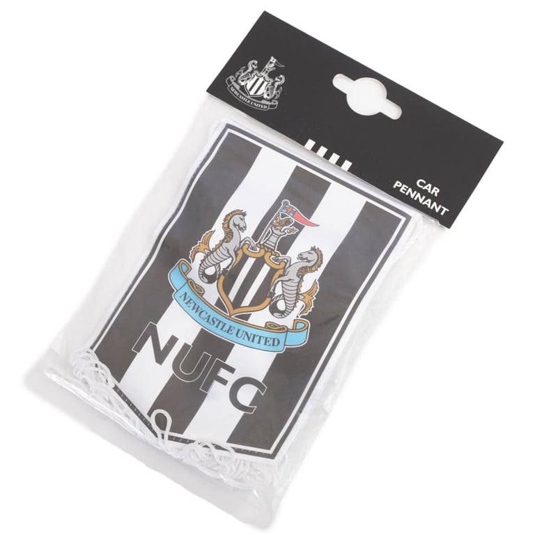 Newcastle United FC Mini Crest Pennant with Black White Stripes and Tassels