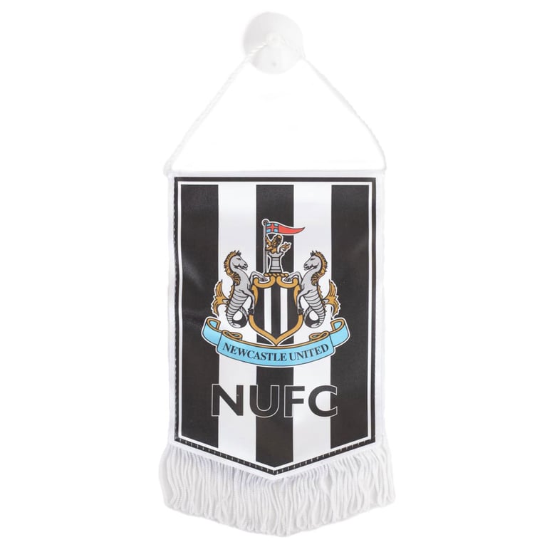 Newcastle United FC Mini Crest Pennant with Black White Stripes and Tassels