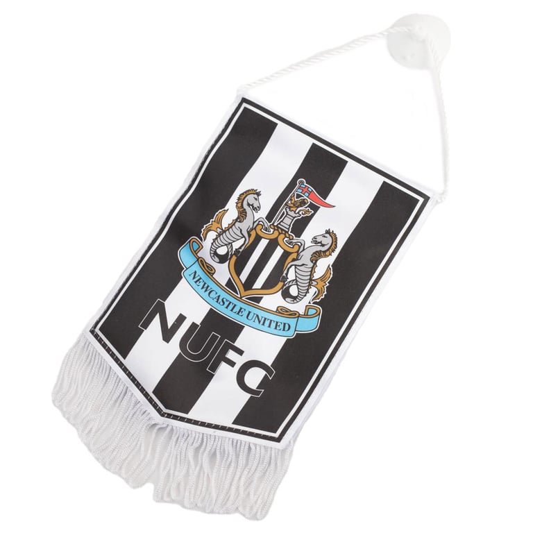 Newcastle United FC Mini Crest Pennant with Black White Stripes and Tassels