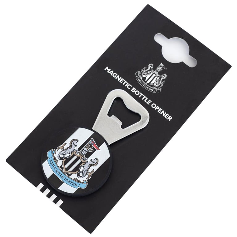 Newcastle United FC Magnetic Bottle Opener - Full Colour Crest Design and Rubber Handle
