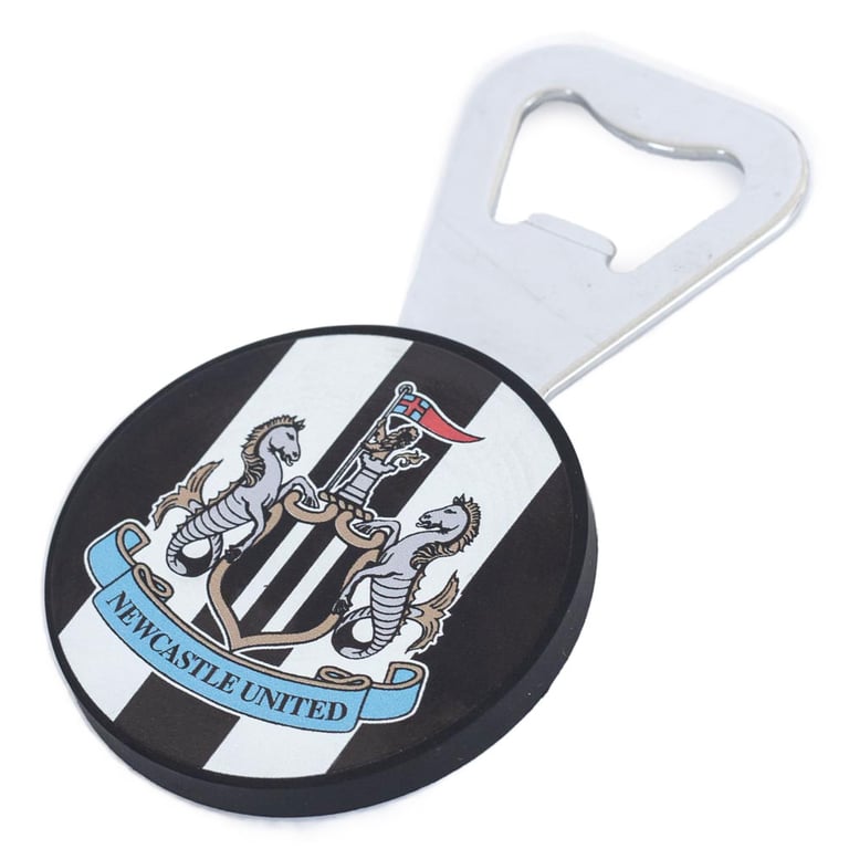 Newcastle United FC Magnetic Bottle Opener - Full Colour Crest Design and Rubber Handle