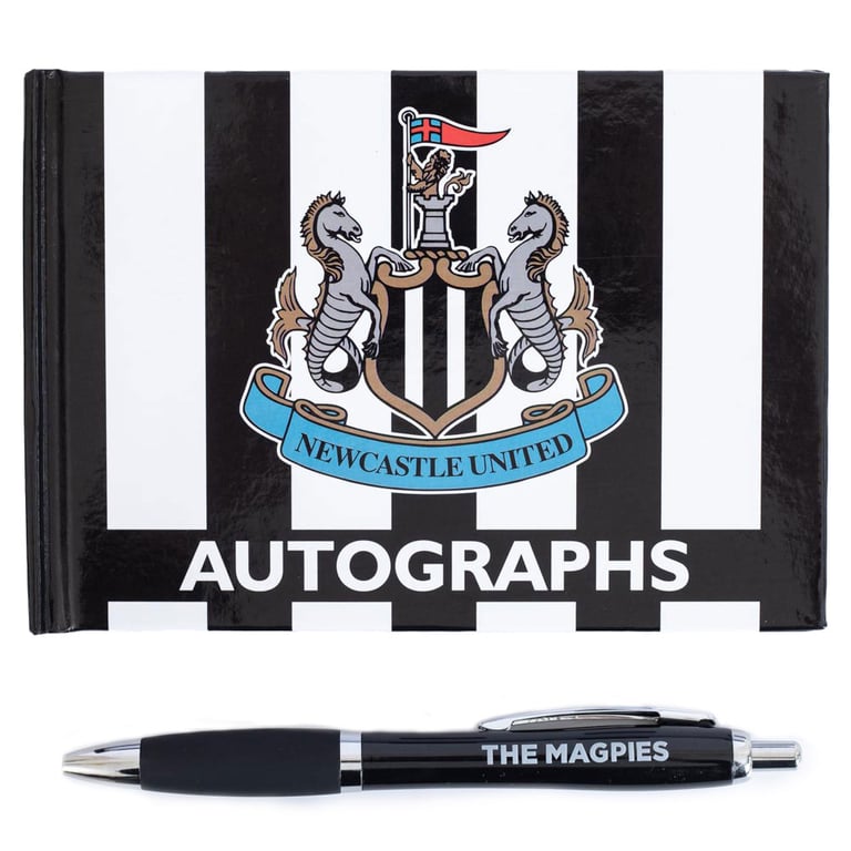 Newcastle United FC Autograph Book & Pen Set with Official Crest and Ballpoint Pen
