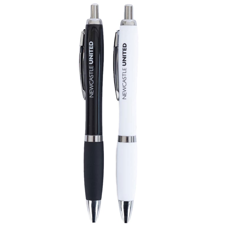 Newcastle United FC 2pk Retractable Ballpoint Pen - Black Ink Writing with Club Text