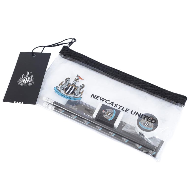 Newcastle United FC 6pc Clear Pencil Case Stationery Set with Ruler and Tools