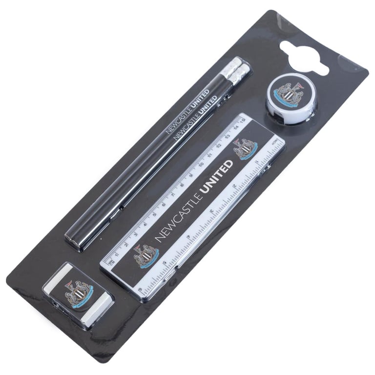 Newcastle United FC Core 5pc Stationery Set - Pencil Sharpener & Ruler Included