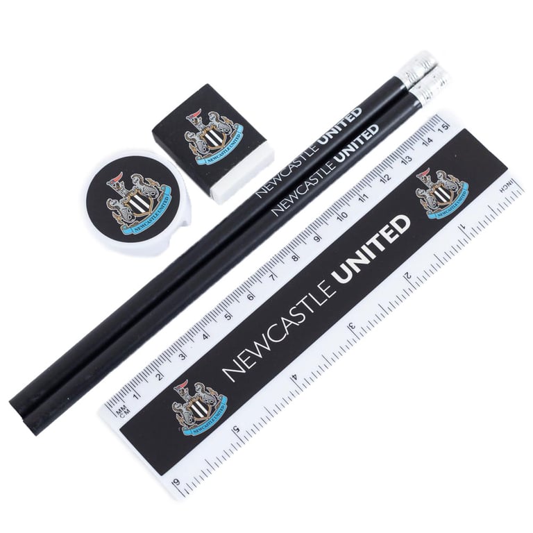 Newcastle United FC Core 5pc Stationery Set - Pencil Sharpener & Ruler Included