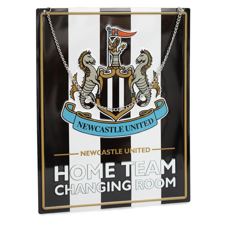 Newcastle United FC Metal Home Team Garden Sign with Club Crest and Chain Hanger