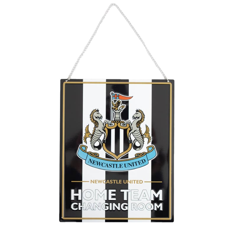 Newcastle United FC Metal Home Team Garden Sign with Club Crest and Chain Hanger