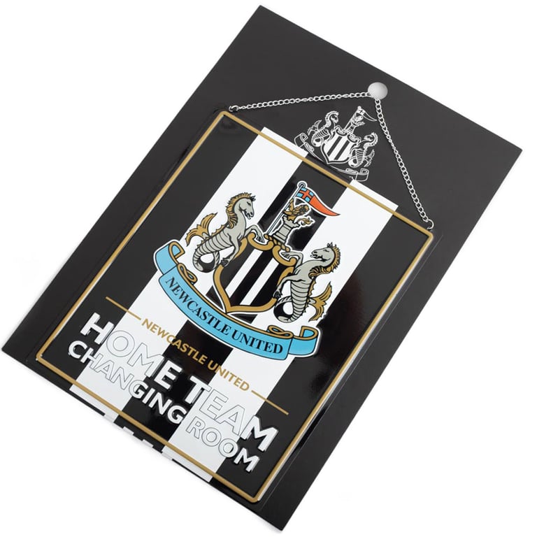 Newcastle United FC Metal Home Team Garden Sign with Club Crest and Chain Hanger