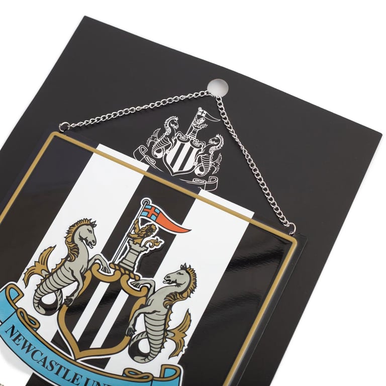 Newcastle United FC Metal Home Team Garden Sign with Club Crest and Chain Hanger