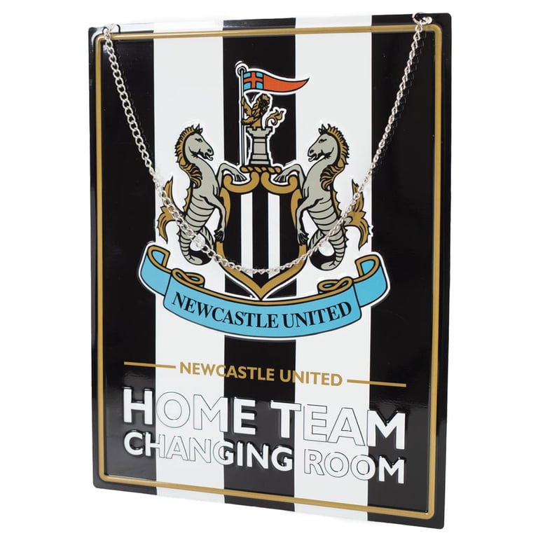 Newcastle United FC Metal Home Team Garden Sign with Club Crest and Chain Hanger