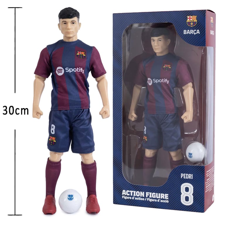 FC Barcelona Pedri Action Figure - 6 Points of Articulation with FCB Football Included